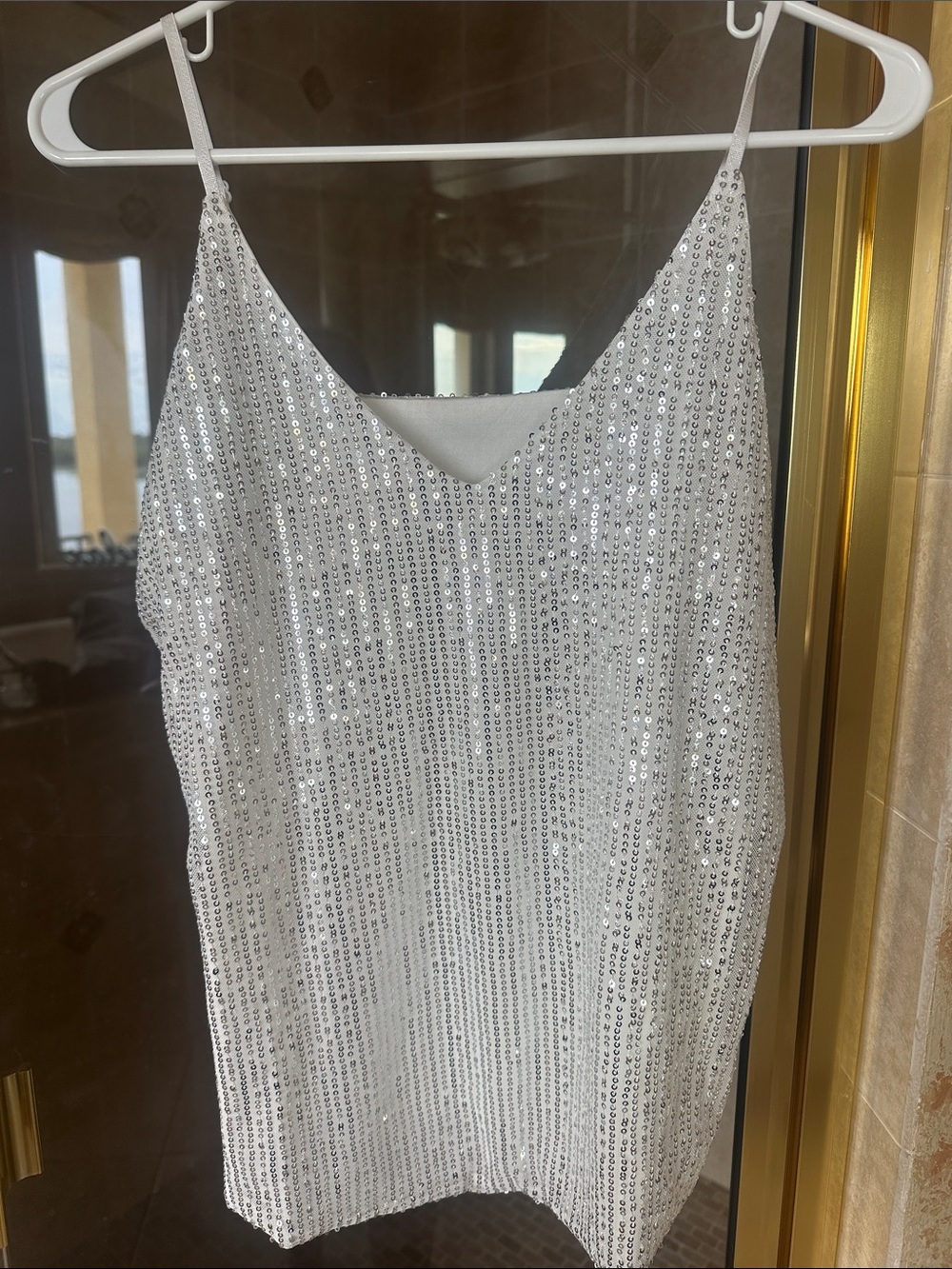 Sequin top - White & silver sparkles